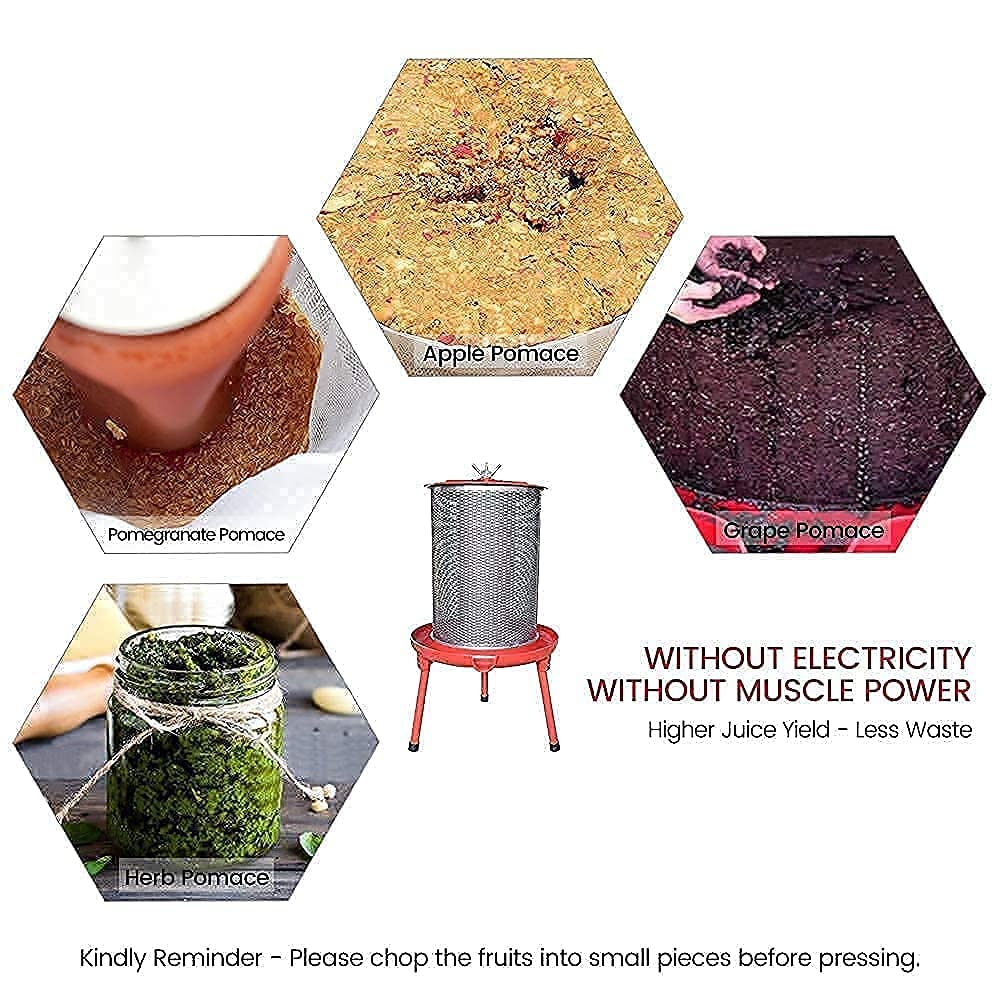 Premium Hydraulic Fruit Press - 7L (1.8 Gallon) Apple Wine Crusher & 40L (10.7 Gallon) Cider Press - Ideal for Home Winemaking, Juice Extraction, and Craft Cider Production