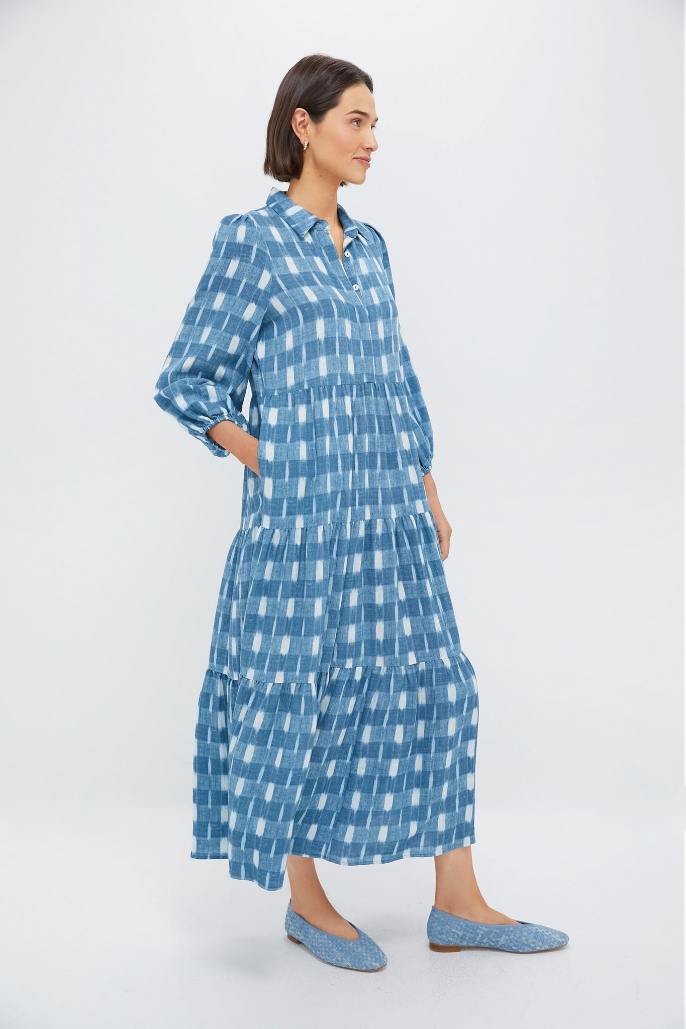 Blue Ikat Mabel Maxi Dress - Floral Print Boho Summer Dress for Women | Beach Wedding, Vacation & Party Wear