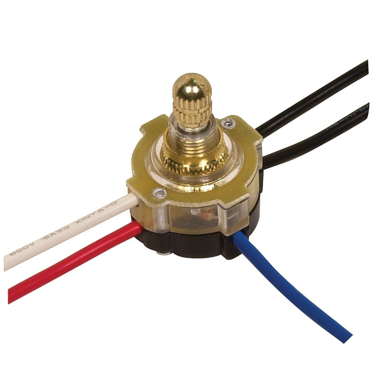 3-Way Lighted Rotary Switch - Brass Plated Electrical Switch for Home, Office, and Industrial Use - Perfect for Lighting Control in Lamps, Fans, and Appliances