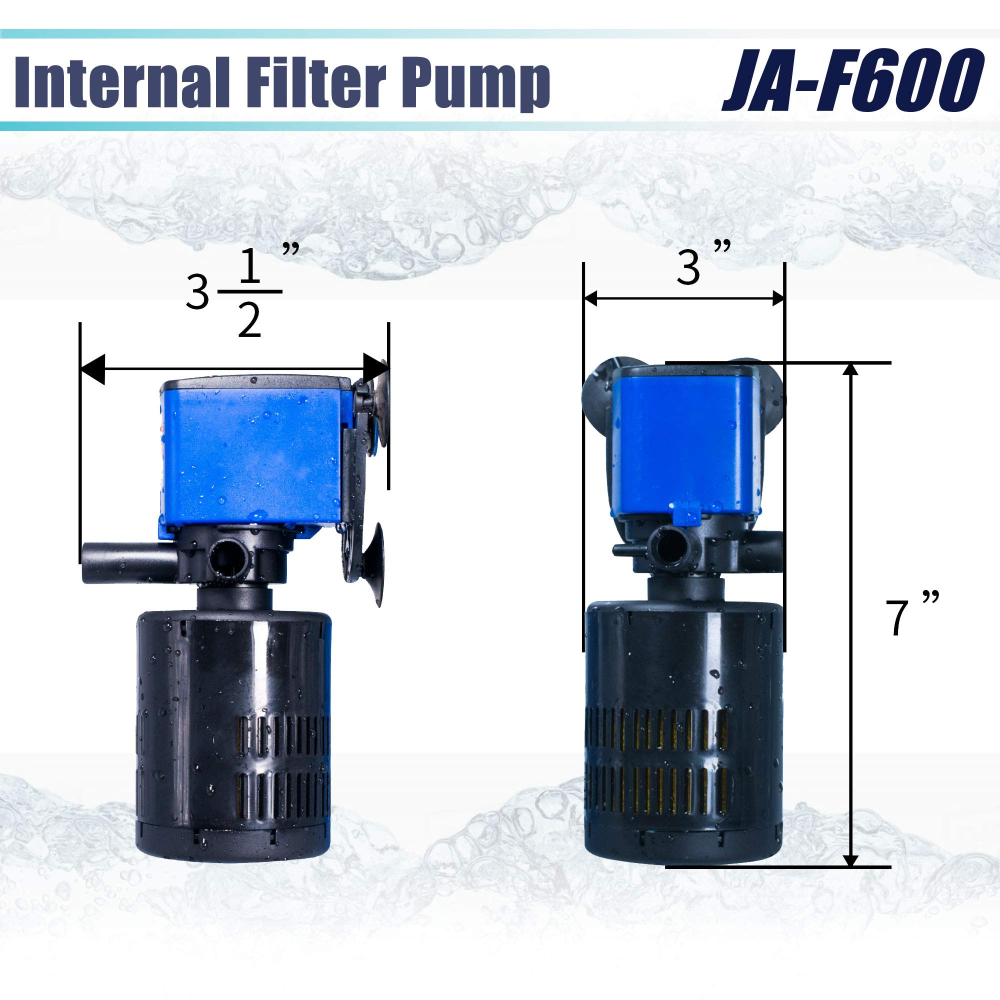 210 GPH Submersible Water Pump (800L/H, 15W) - Ultra Quiet Aquarium Powerhead with 3-in-1 Filter Function for Circulation, Filtration & Oxygenation - Ideal for Fish Tanks, Ponds, Fountains & Hydroponics (8-Pack)
