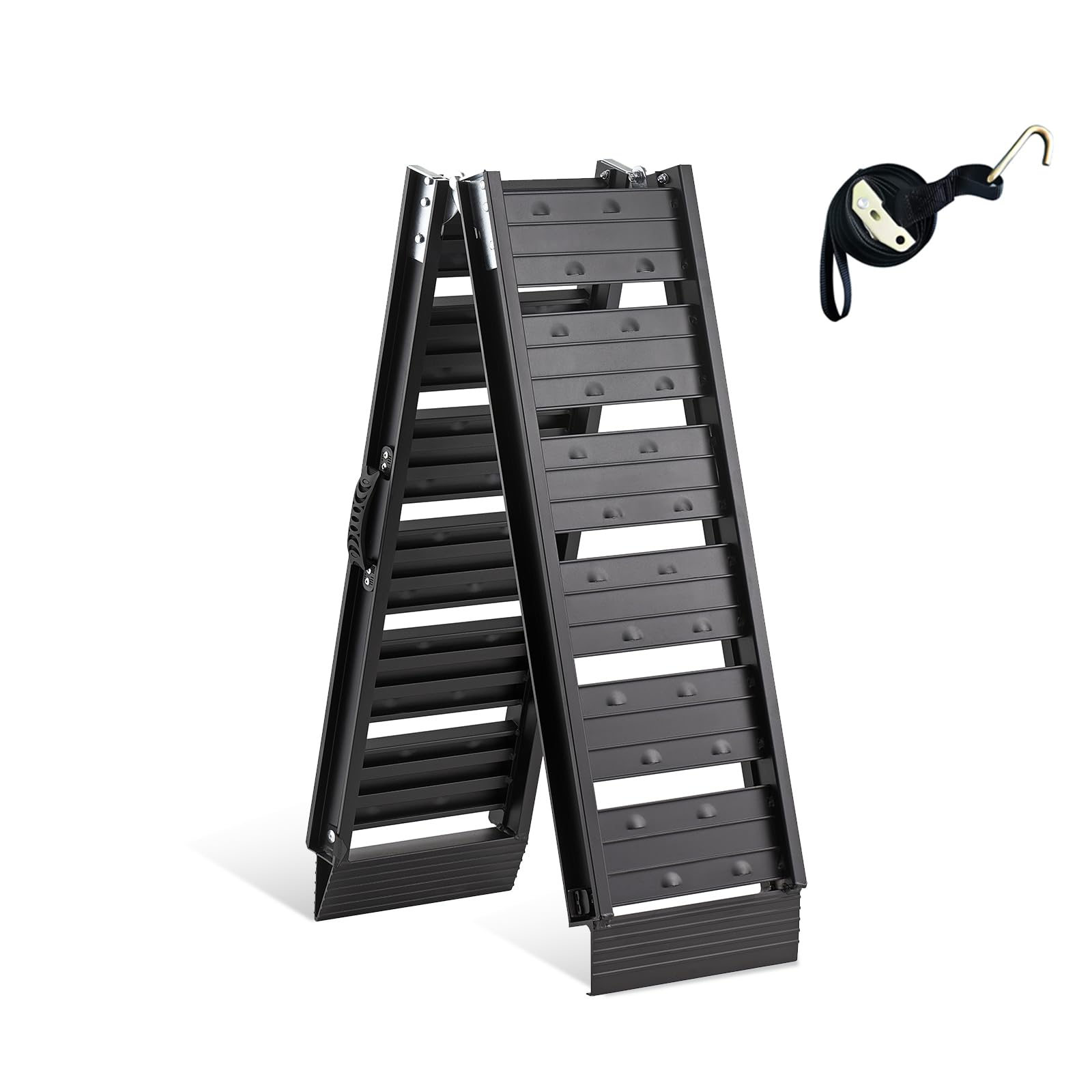 Gardhom Heavy Duty Aluminum Bike Ramp - 440 LBS Capacity Motorcycle Loading Ramp for Pickup Trucks, Dirt Bikes, Lawn Mowers & Snow Blowers - Universal Car Tailgate Accessory (Black, 1PC) - Perfect for Garage Storage, Off-Road Adventures & Equipment Transport