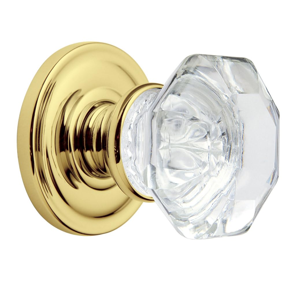 Baldwin 5080.MR Fillmore Estate Door Knobs Set of 2 - Polished Brass, No Rosettes - Perfect for Interior Doors, Bedrooms & Traditional Home Decor