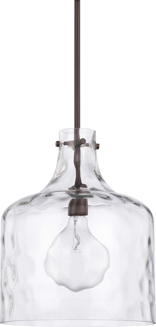 HomePlace Lighting 325717BZ Crawford Urban Industrial Clear Glass Jar Pendant Light - 1 Light 100W, 15