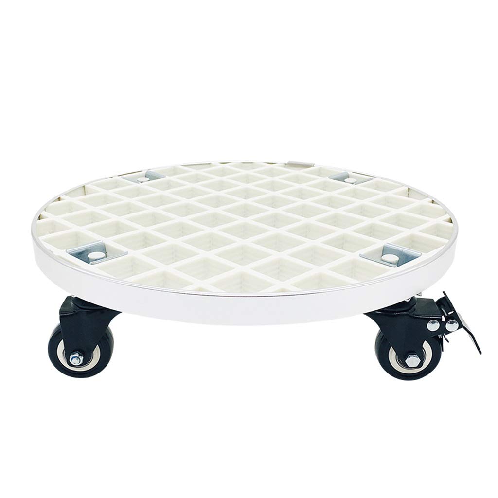 Heavy Duty Plant Stand with Lockable Wheels - 40cm White Indoor/Outdoor Planter Caddy for Patio, Garden & Home Decor - Super Load Bearing Flower Pot Mover with PU Rollers