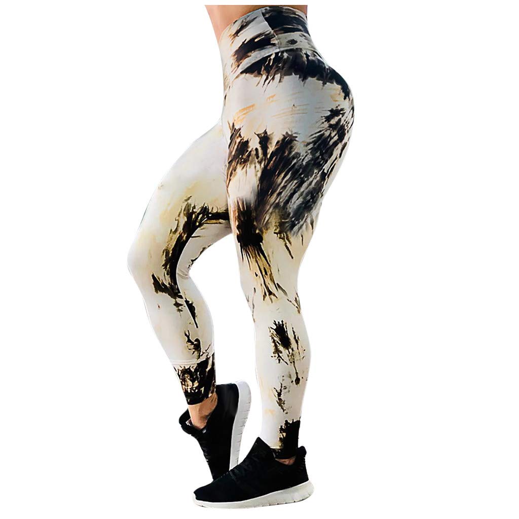 iLUGU Women's Printed High Waist Stretchy Yoga Pants - Tummy Control Workout Leggings for Running, Fitness & Lounge Wear