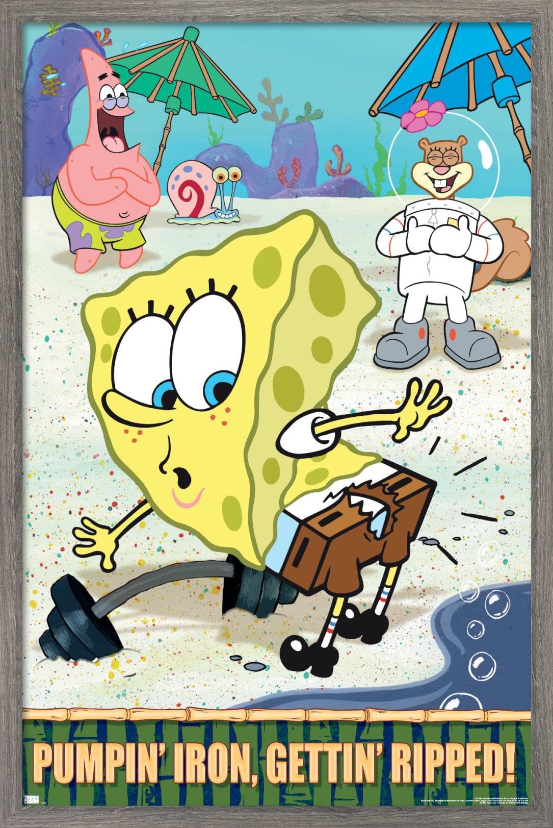Trends International Nickelodeon SpongeBob SquarePants Barnwood Framed Wall Poster 14.725 x 22.375 Inches - Vintage Cartoon Decor for Kids Room, Game Room & Office