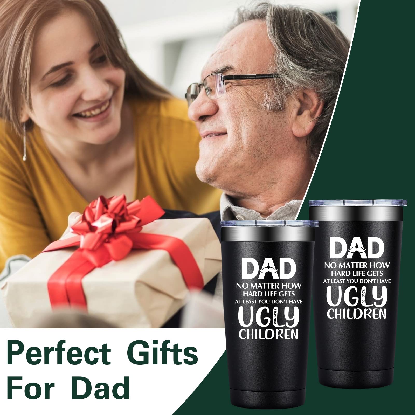 20 oz Dad Tumbler Cup - Inspirational Gift for Father from Daughter, Son, Kids & Wife - Perfect for Birthday, Father's Day & Christmas - Durable Travel Mug for Office, Gym & Outdoor Adventures