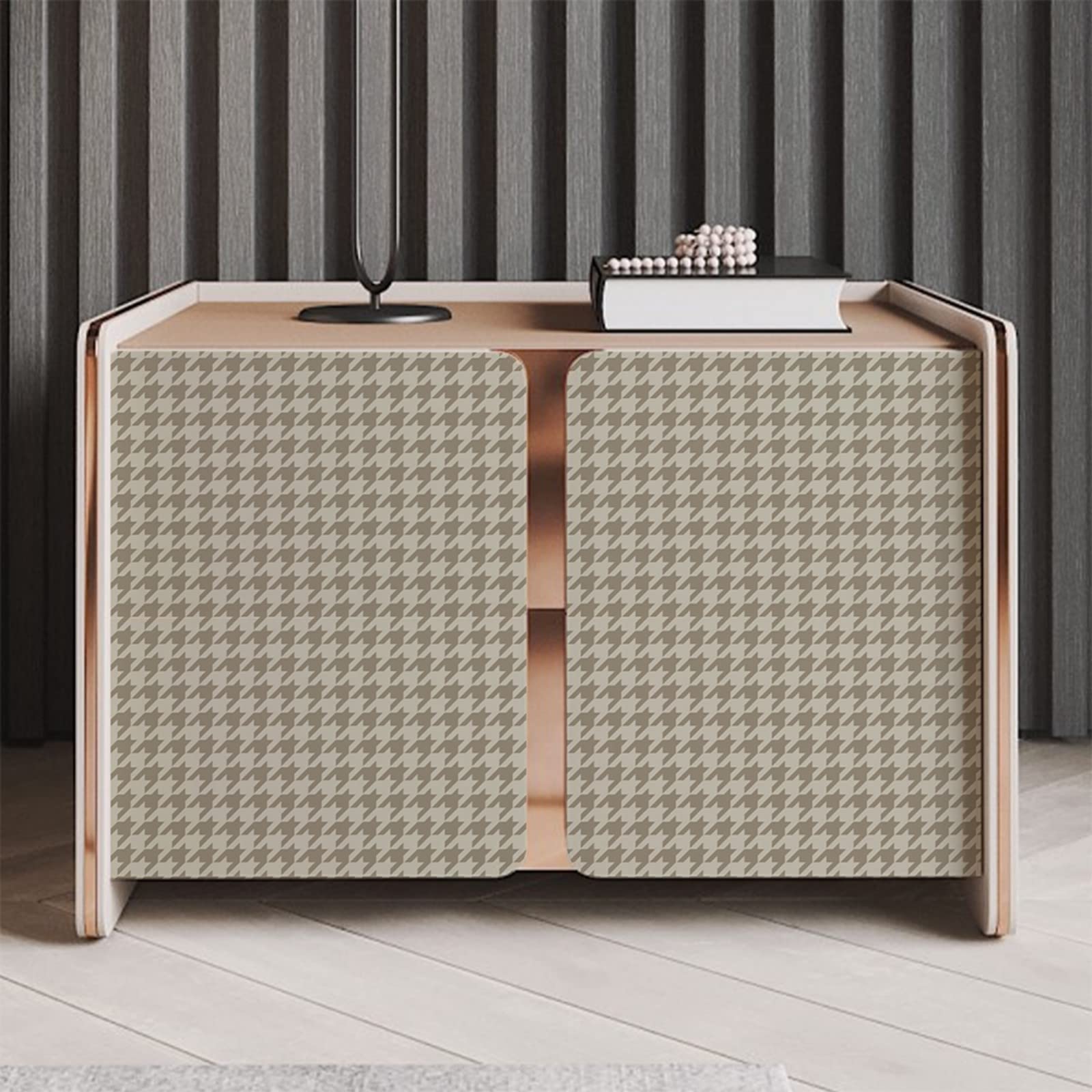 Ochine Black and White Trellis Houndstooth Plaid Peel and Stick Wallpaper - Removable Self-Adhesive Waterproof Contact Paper for Walls, Cabinets, Dressers & Drawers - Perfect for Home Decor, Kitchen Backsplash, and DIY Furniture Makeover