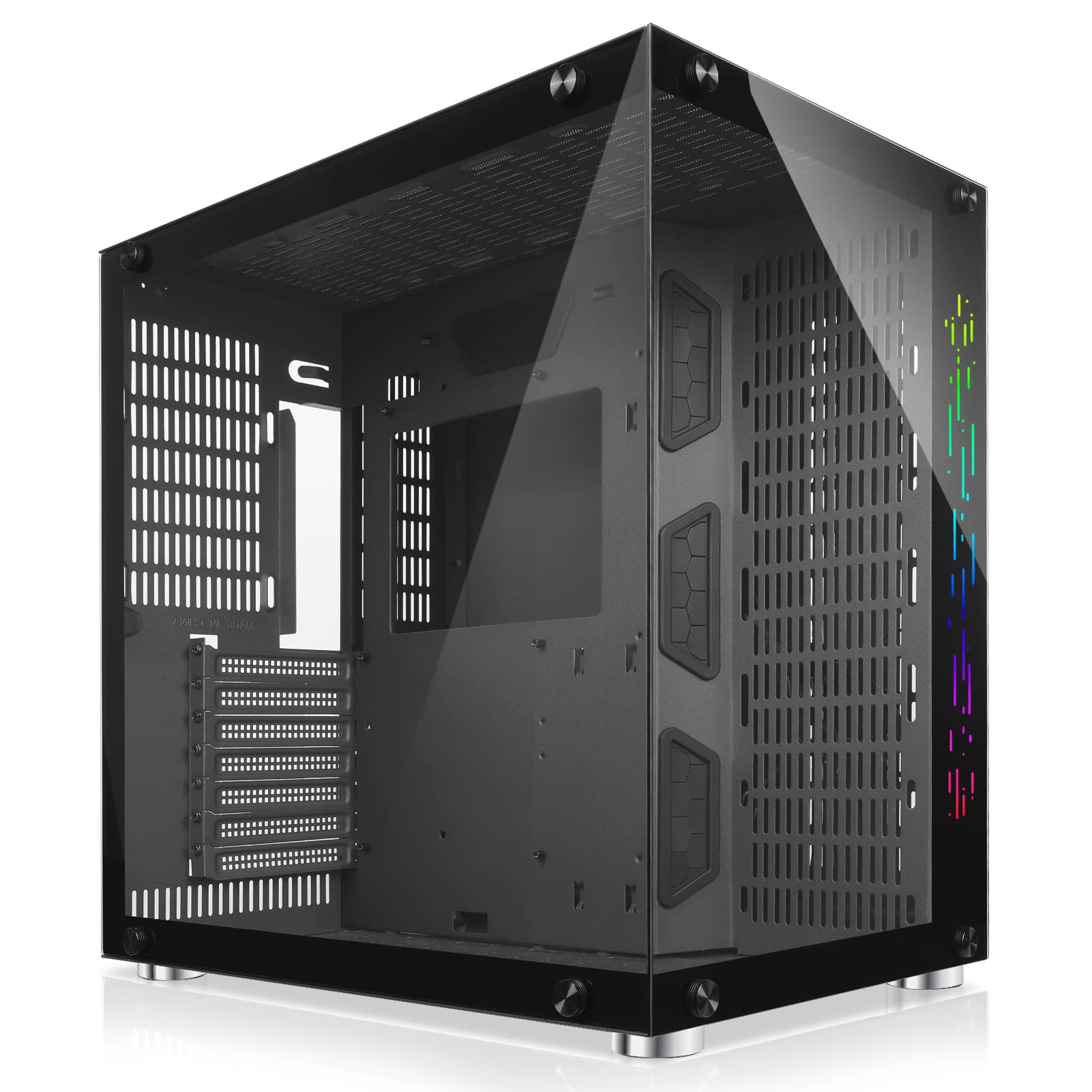 GIM ATX Mid-Tower Gaming PC Case - Black Computer Case with 2 Tempered Glass Panels, RGB Front Strip, USB 3.0 Ports, Magnetic Dust Filter & Water Cooling Support | Perfect for Gaming Rigs, Streaming Setups & Custom PC Builds