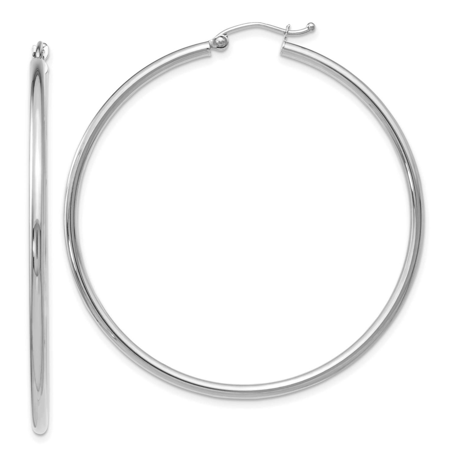 10K White Gold Hinged Hoop Earrings 51x49.6mm - Classic Dangle Earrings for Women, Perfect for Parties, Weddings & Everyday Wear