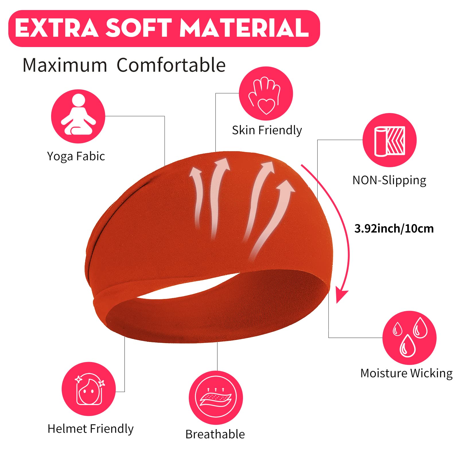 RITOPER Non-Slip Workout Headbands for Women - Super Soft Yoga & Running Headbands, Elastic Sweat-Resistant Hair Bands for Active Women (Great for Gym, Yoga, Running & Sports)