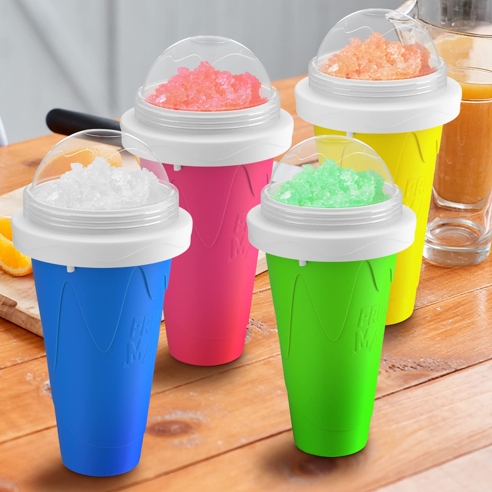 2 Pack Slushy Maker Cup - TikTok Viral Frozen Magic Squeeze Cup for Milkshakes & Smoothies | Freeze Cooling Mug for Summer Drinks (Green + Pink) | Perfect for Pool Parties, BBQs & Kids Treats