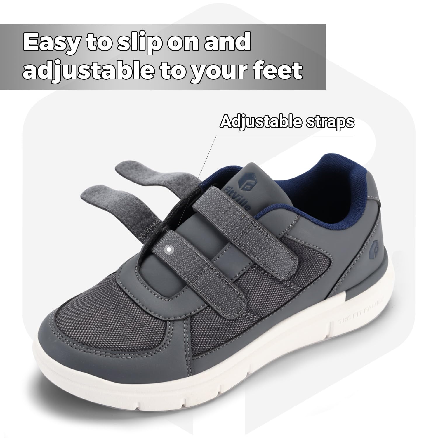FitVille Diabetic Shoes for Men - Extra Wide Width Orthopedic Walking Shoes for Neuropathy & Swollen Feet - Pain Relief Comfort Shoes with Adjustable Closure - Ideal for Daily Wear, Walking & Standing Long Hours