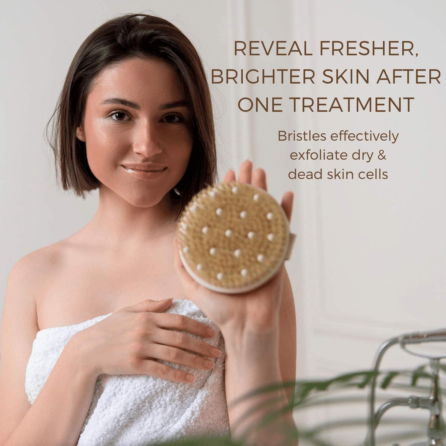 Dry Brushing Body Brush Set for Exfoliation & Skin Renewal - Natural Bristle Body Brush, Long Handle Back Brush & Face Brush Bundle - Perfect for Dry Skin Care, Lymphatic Drainage & Spa-Like Home Massage