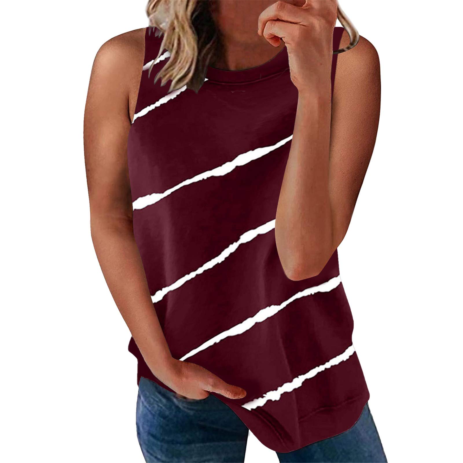 Smooto Women's Extra Long Racerback Sequin Tank Top Floral Lace Crop Blouse - Candy Skull Print T-Shirt Dress (Wine, Size XL) | Perfect for Casual Wear, Parties, and Summer Outfits