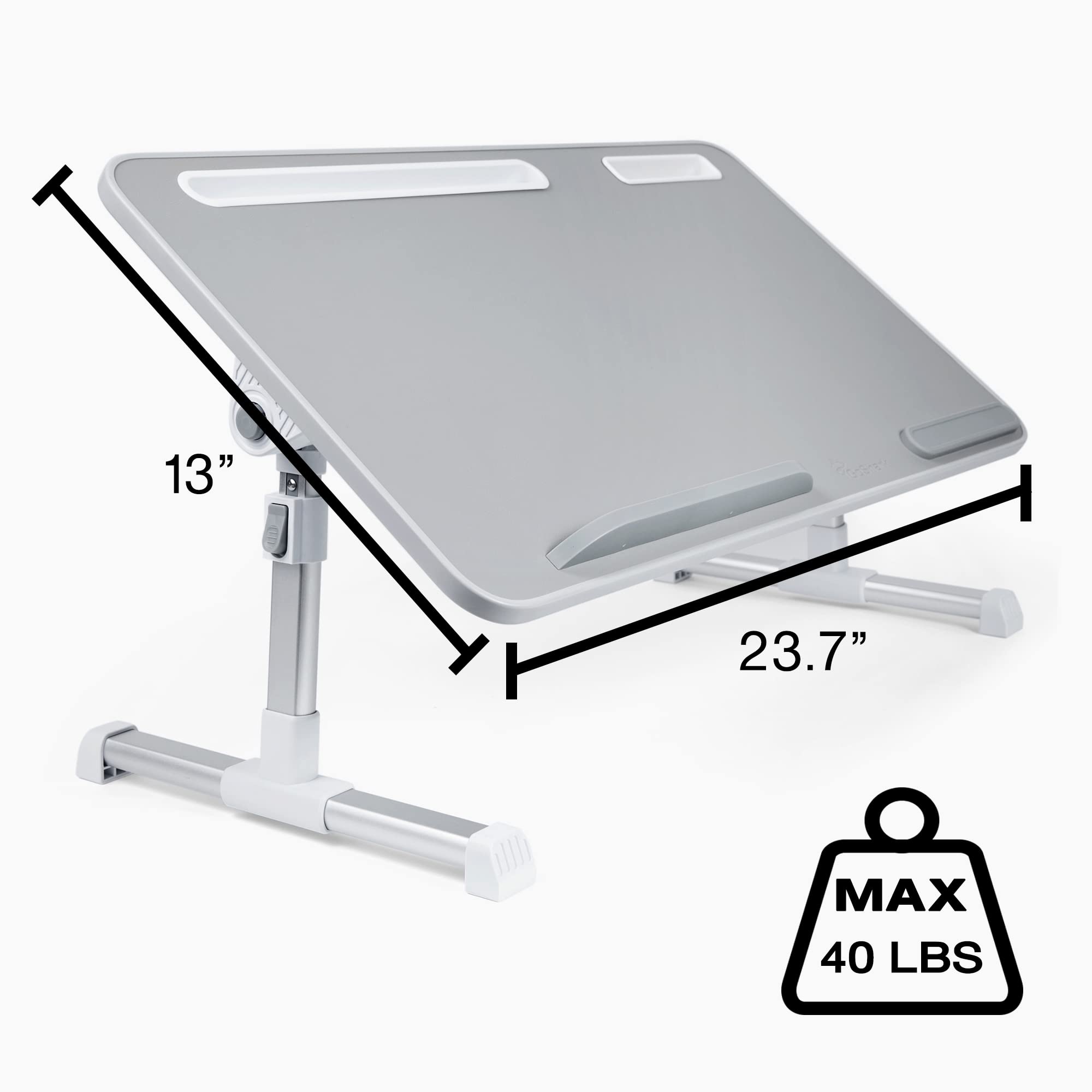 GoShark Adjustable Laptop Bed Tray - Foldable & Portable Laptop Desk for Working, Eating, Writing in Bed - Lightweight Computer Table for Home Office, Dorm Room & Travel Use