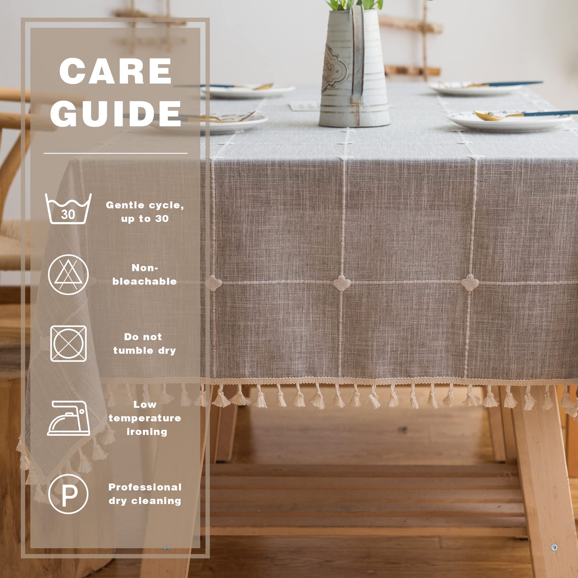 Premium Holiday Camping Tablecloth - Linen Table Cover for Kitchen, Dining, Party, Christmas - Gray Rectangle/Oblong 55 x 94 Inch - Perfect for Outdoor Picnics, BBQs, and Festive Gatherings