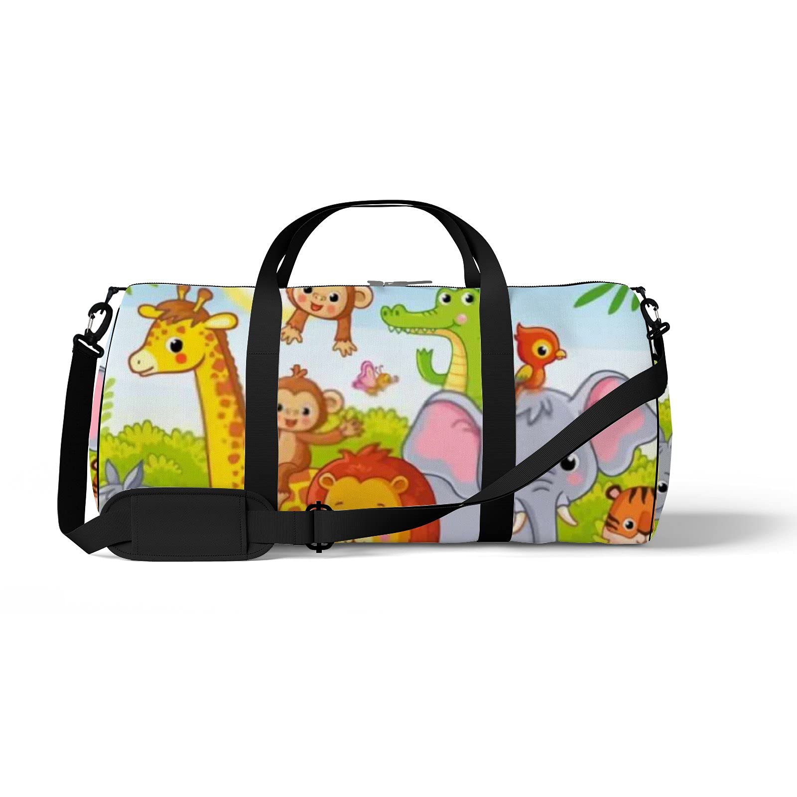 Waterproof Jungle Animal Print Sports Tote Bag - Cute Cartoon Kawaii Gym Bag with Shoulder Strap & 2 Side Pockets for Men Women | Perfect for Travel, Workout, School & Daily Use