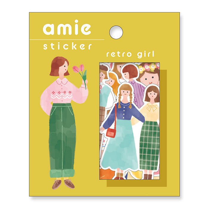 Amie Sticker Flake Retro Girl Mind Wave - Vintage Aesthetic Vinyl Decals for Laptops, Water Bottles & Journals | Perfect for DIY Crafts, Scrapbooking & Personalizing Accessories