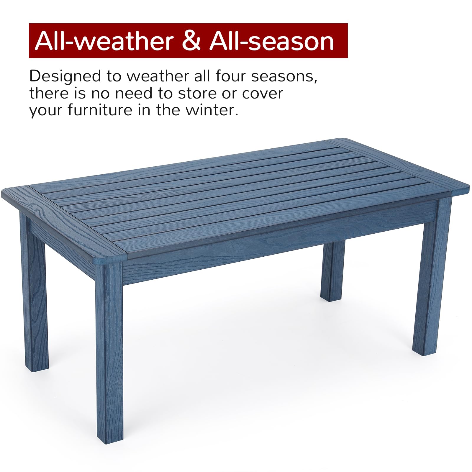 Stoog Outdoor Coffee Table - All-Weather Patio Side Table for Garden, Backyard, Balcony & Living Room - Durable Blue Furniture for Relaxing Outdoors & Indoor Decor