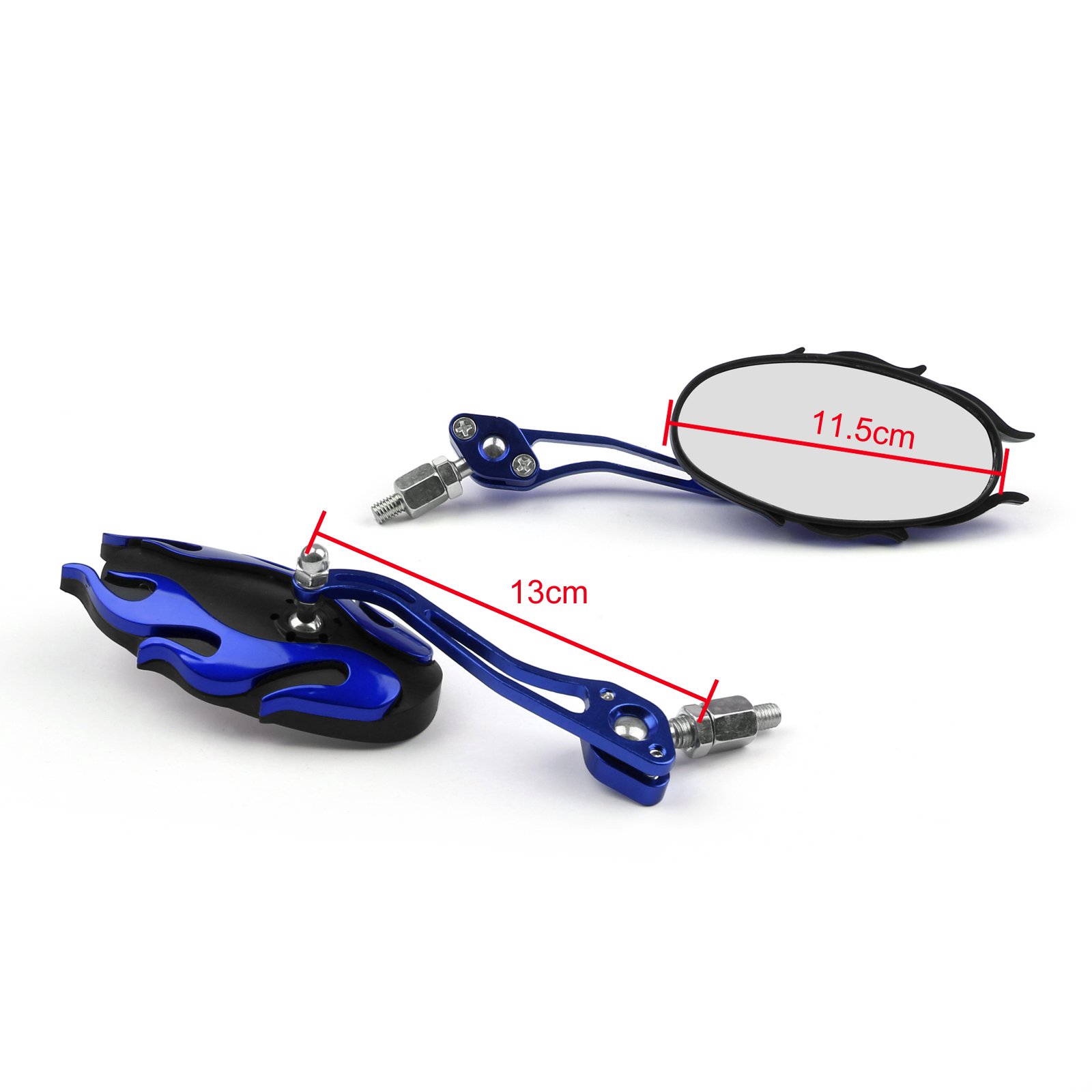 Universal Motorcycle Rearview Mirrors - 8mm & 10mm Adjustable Blue Lens for Enhanced Visibility - Perfect for Cruisers, Sport Bikes & Off-Road Riding