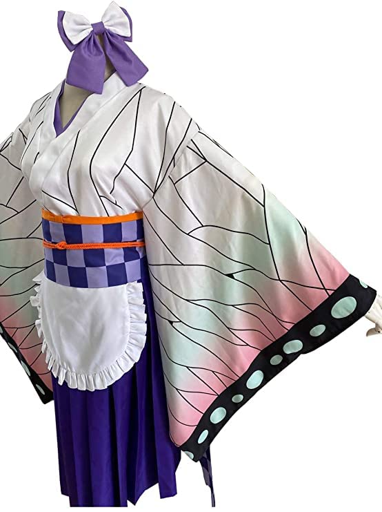 Anime Demon Slayer Cosplay Costume - Kimetsu no Yaiba Maid Lolita Dress Complete Set for Women | Halloween, Comic Con & Themed Party Outfit