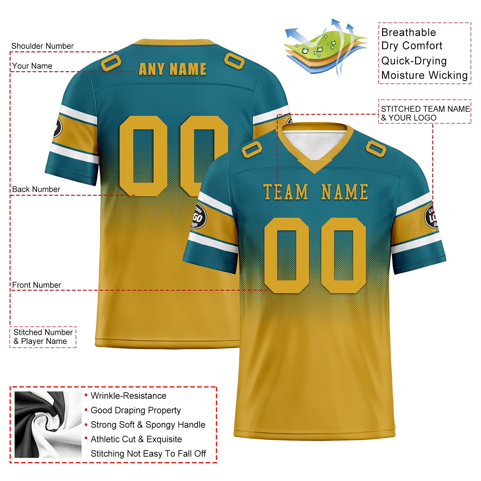 Custom Green & Yellow Jacksonville Jaguars Personalized Authentic Football Jersey FBJ02 - Perfect for Game Day, Fan Events & Sports Enthusiasts