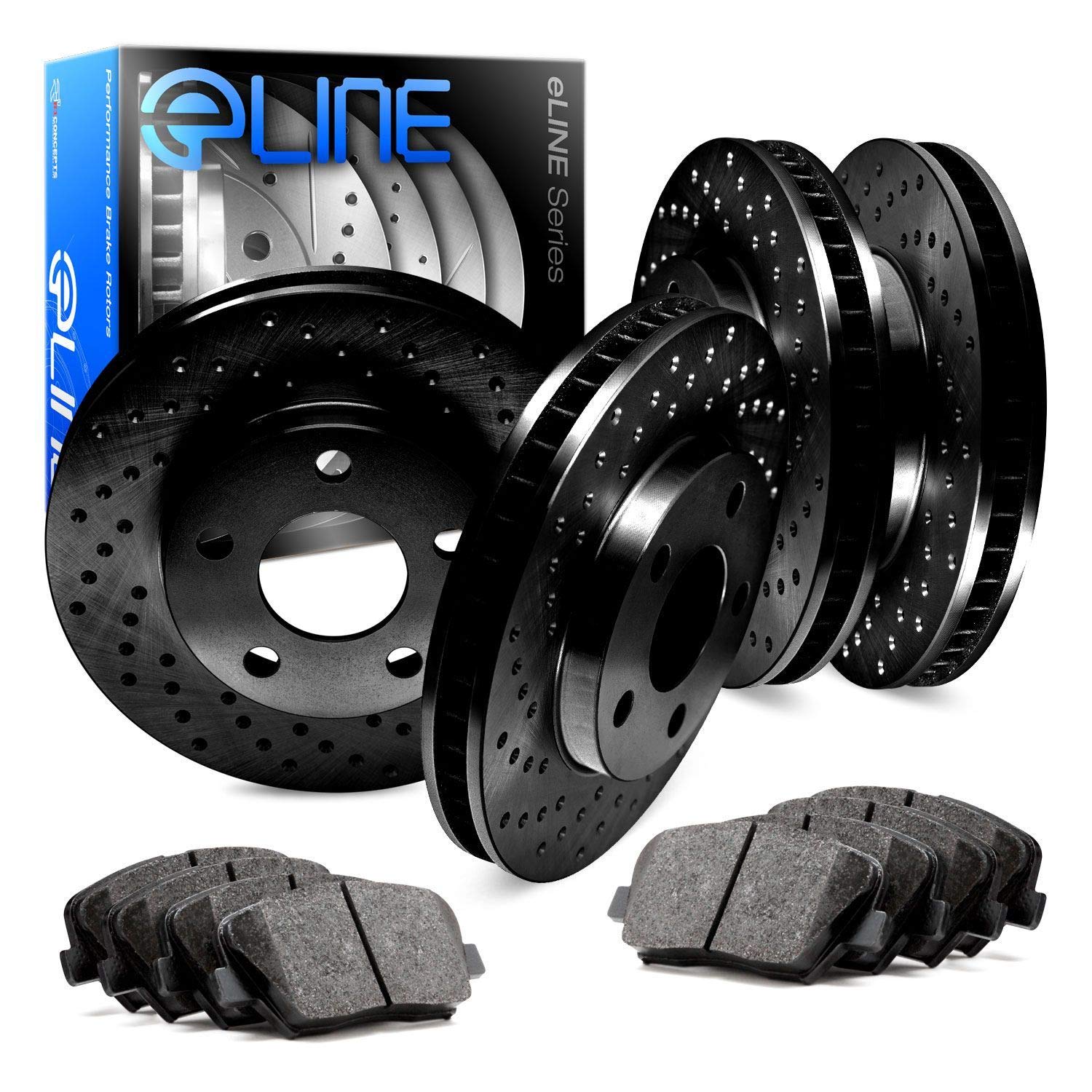R1 Concepts Premium Front & Rear Brake Kit with Ceramic Pads & Rotors - Compatible with 1988 Nissan Maxima | Enhanced Stopping Power for Daily Commuting & Highway Driving