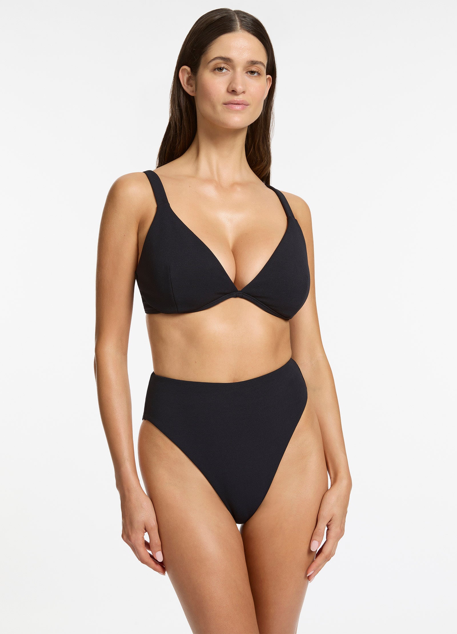 Isla Rib High Leg Bikini Bottom - Black Swimwear for Women | Perfect for Beach, Pool & Summer Vacations