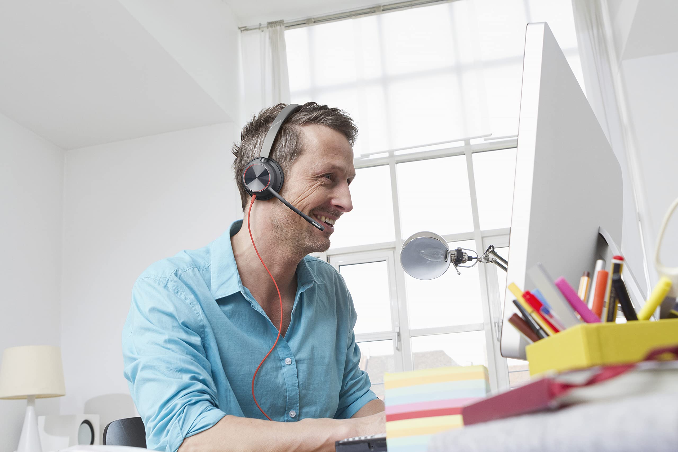 Plantronics Blackwire 8225 Wired USB Headset with Boom Mic - Stereo Computer Headset with Active Noise Canceling - Certified for Microsoft Teams & Zoom - Perfect for Remote Work, Online Meetings & Call Centers