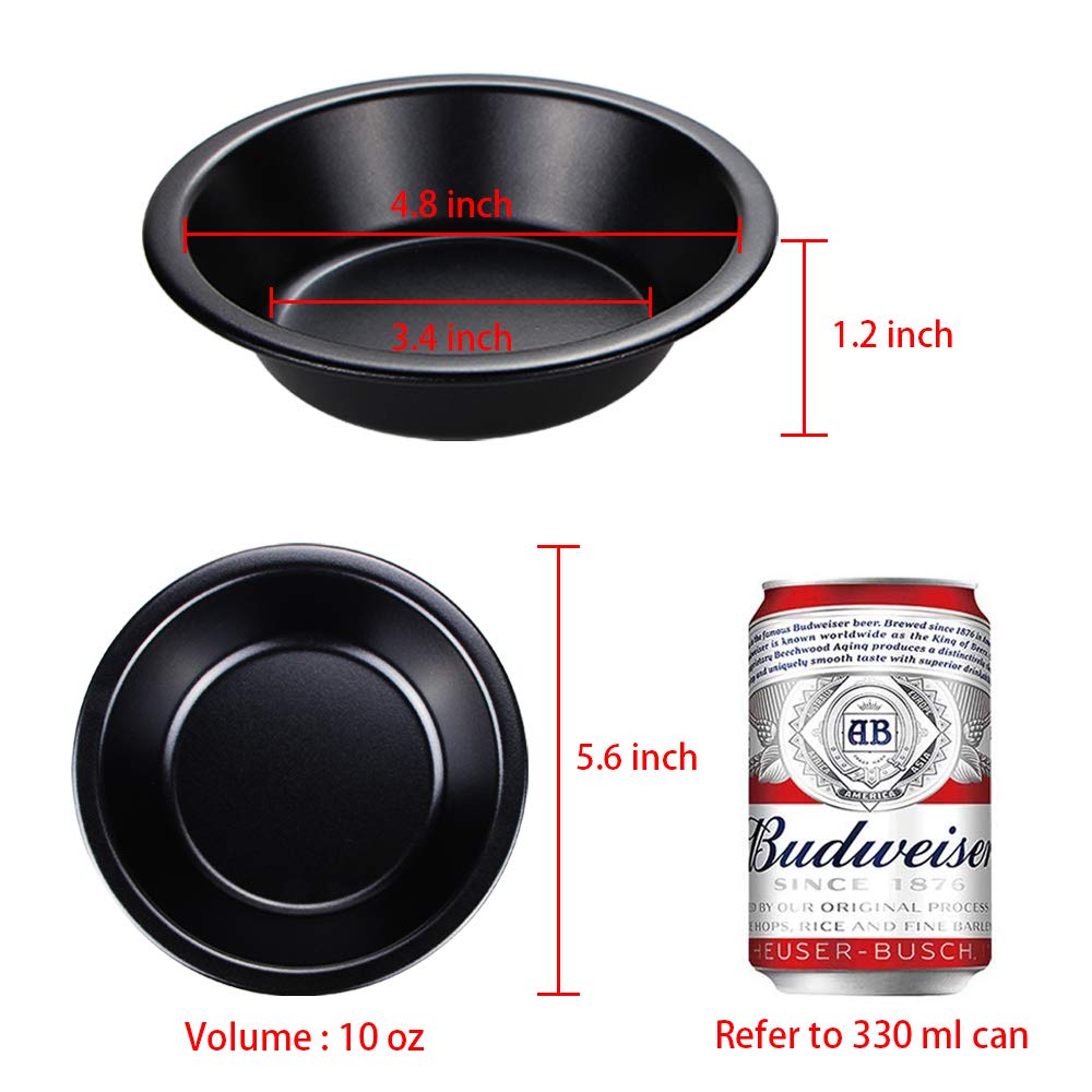Webake Mini Pie Pans 5 Inch - 4 Pack Nonstick Round Baking Tins for Pies, Bread & Meat | Oven & Instant Pot Safe | Perfect for Holiday Baking, Meal Prep & Party Desserts - Black