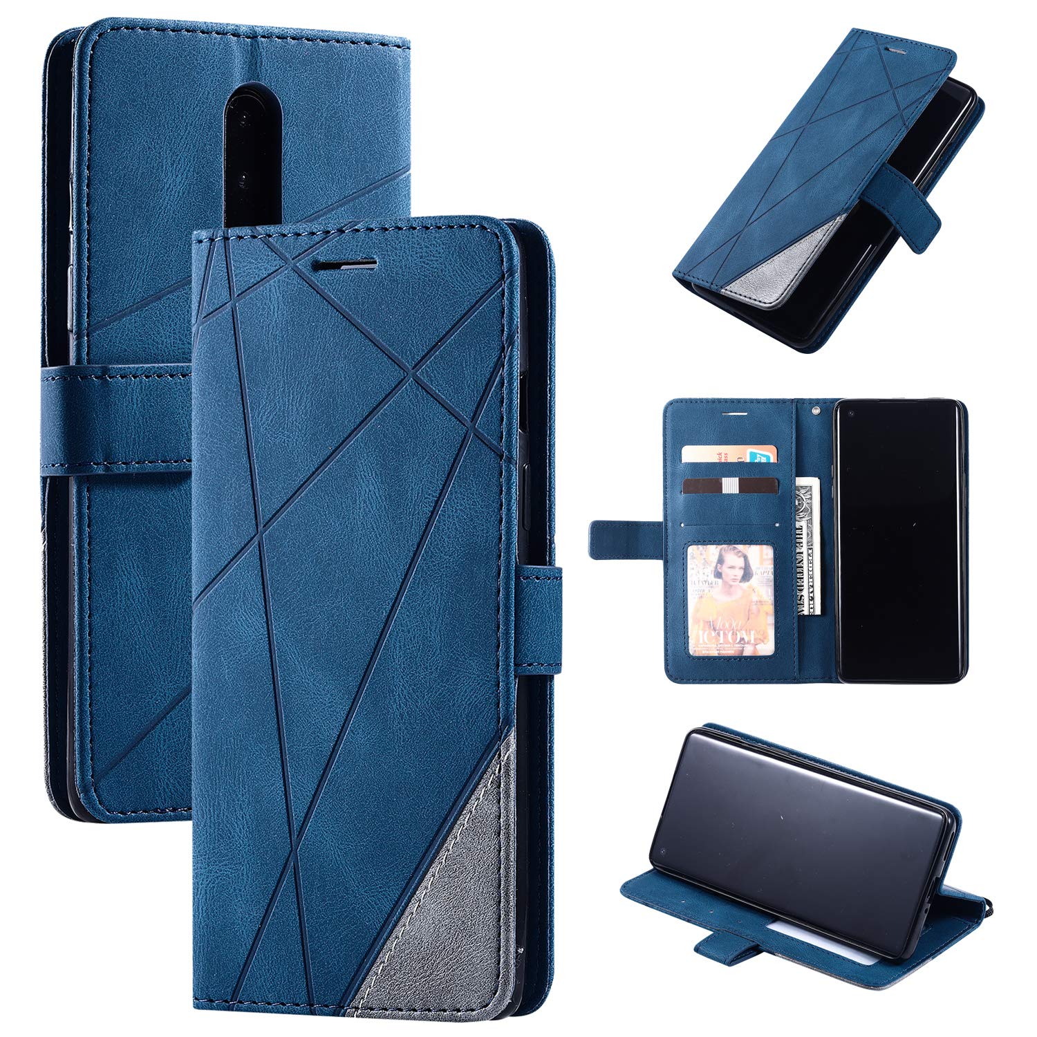 Premium PU Leather Flip Case for OnePlus 8/8 5G (IN2010/IN2011/IN2013/IN2015/IN2019) - Blue Protective Cover with Card Slots | Perfect for Work, Travel & Daily Use