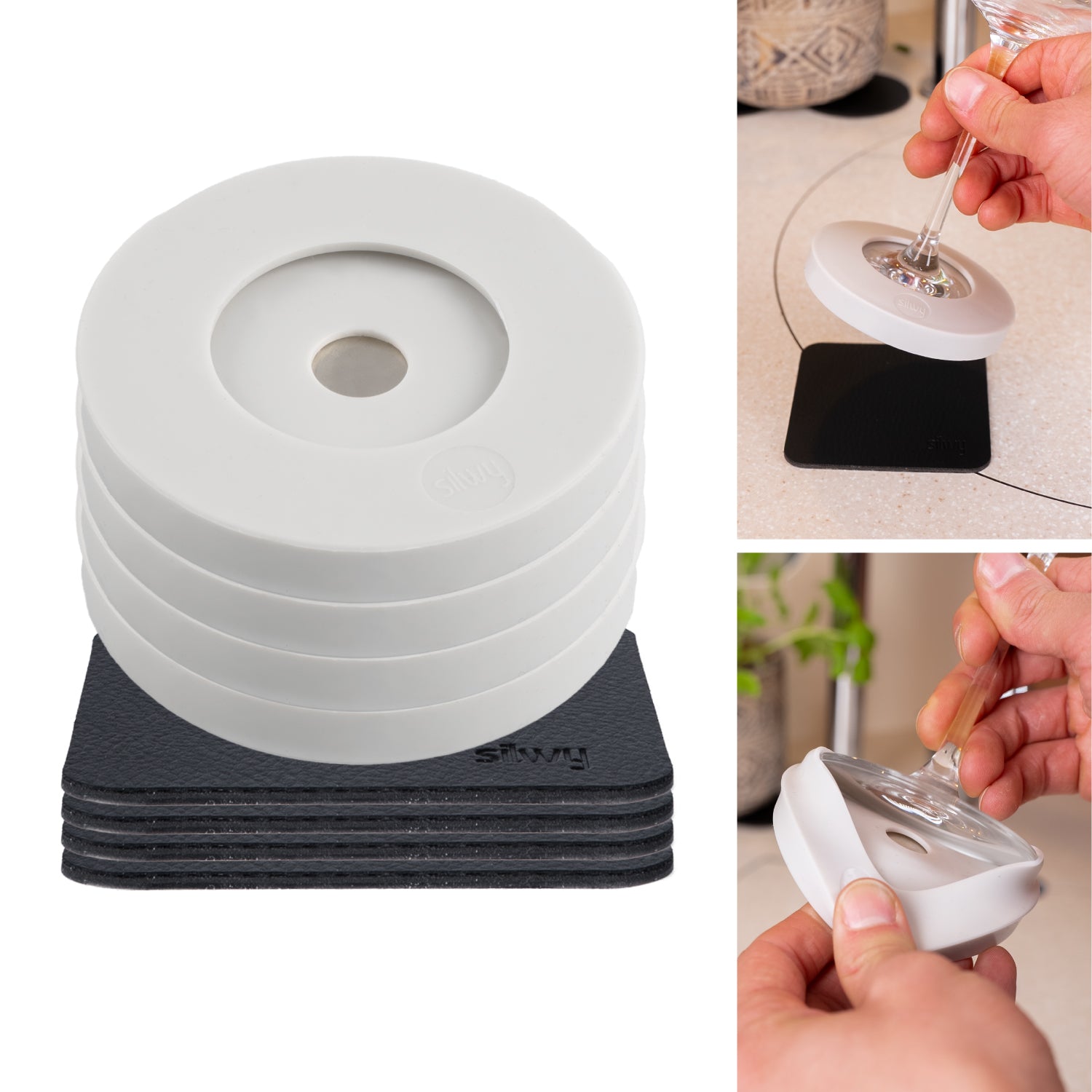 Premium Magnetic Condom Holder for Wine Glasses - Grey | Secure & Stylish Stemware Accessory for Parties, Weddings & Home Bars