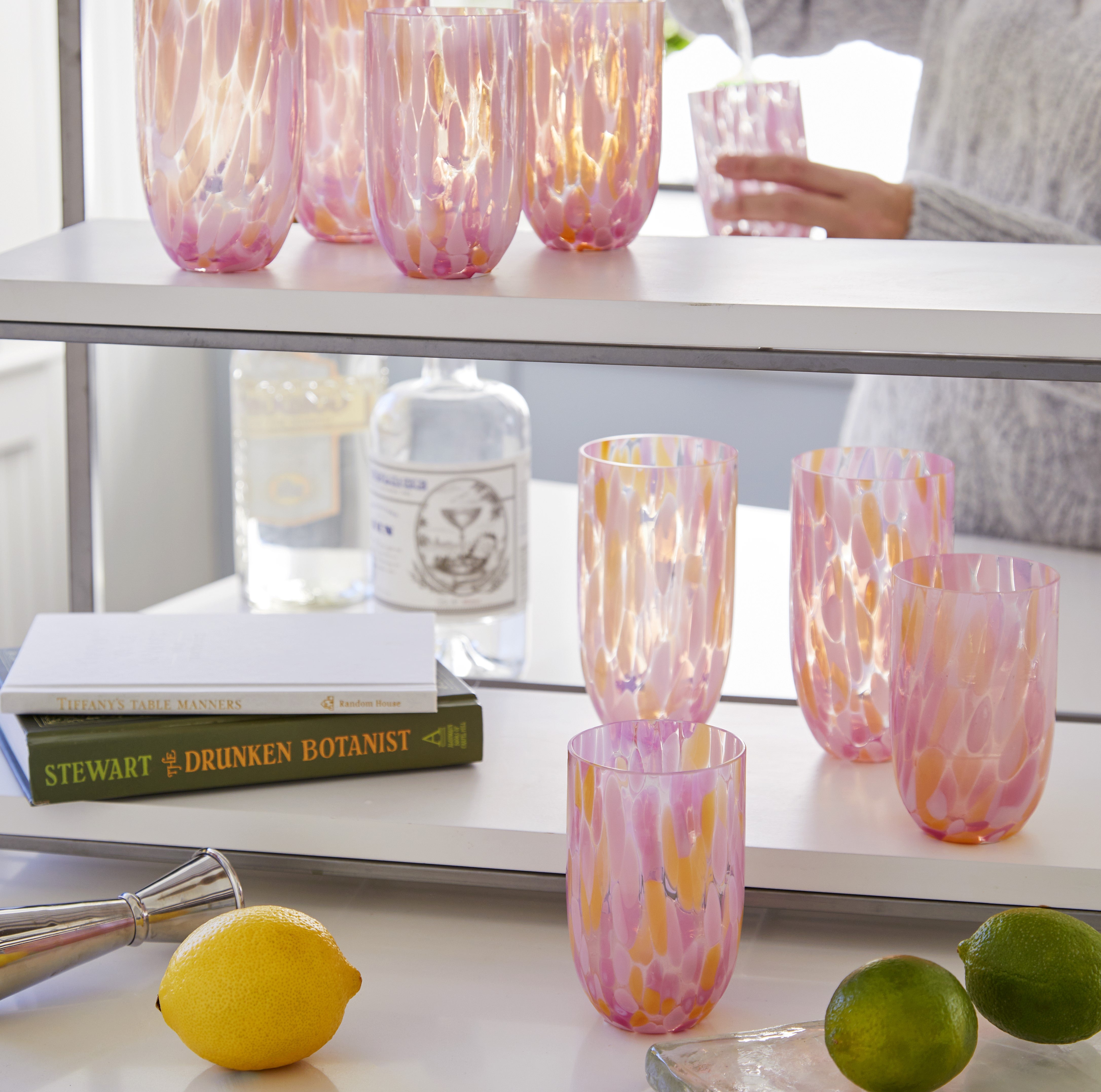Stemless Wine Glass Set - 15oz Shatterproof Acrylic Cups for White Wine, Cocktails, and Juice - Perfect for Parties, Weddings, and Outdoor Gatherings (Apricot Color)