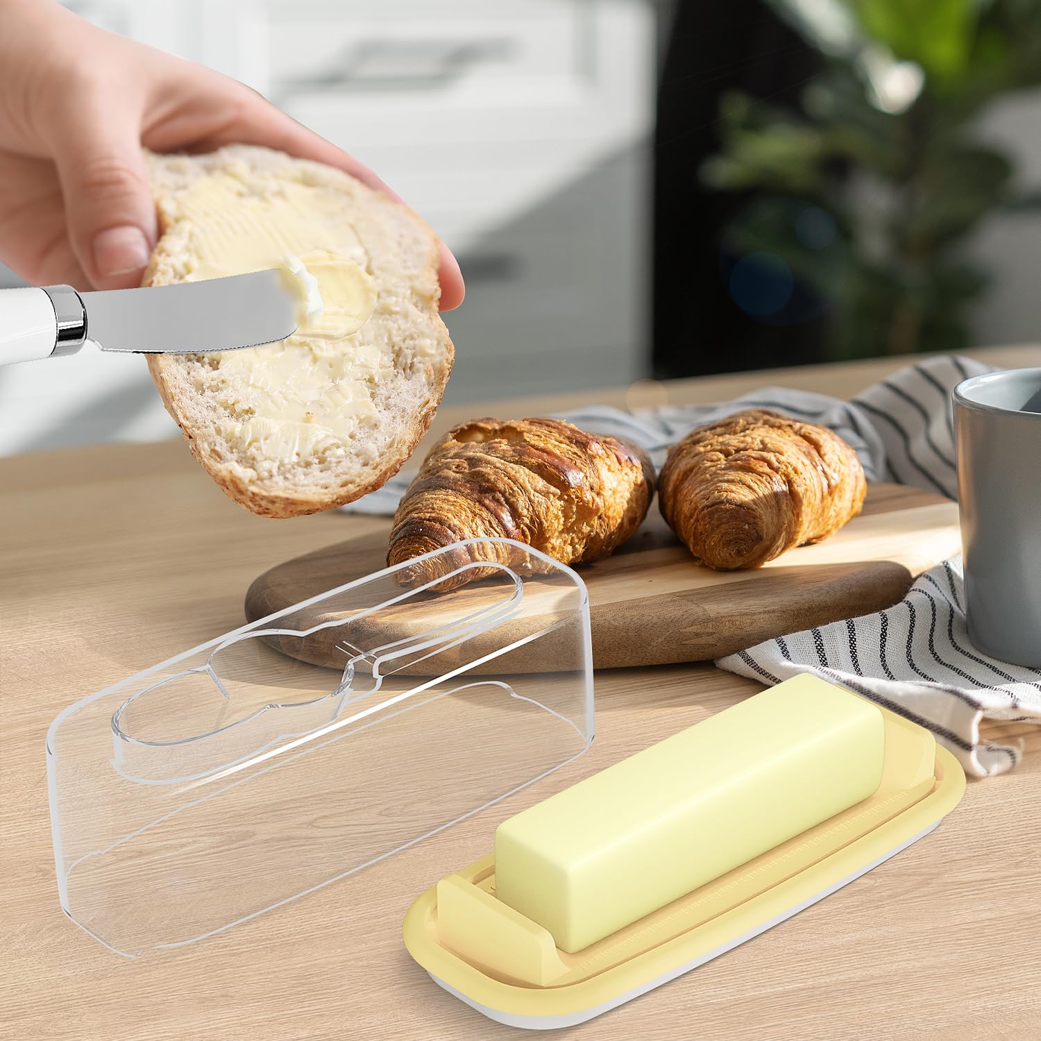 BPA-Free Butter Dish with Lid - Easy Scoop Butter Container with Knife Spreader & TBSP Marks - Countertop & Refrigerator Butter Keeper for Kitchen, Dining & Baking - Easy to Clean Butter Holder