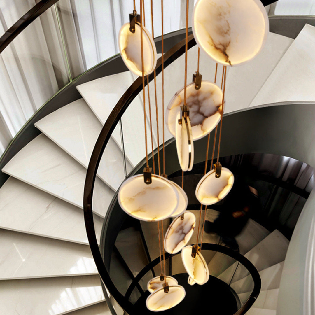 Elegant Harvest Alabaster Pendant Lamp - Natural Stone Lighting Fixture for Dining Room, Bedroom & Living Room Decor