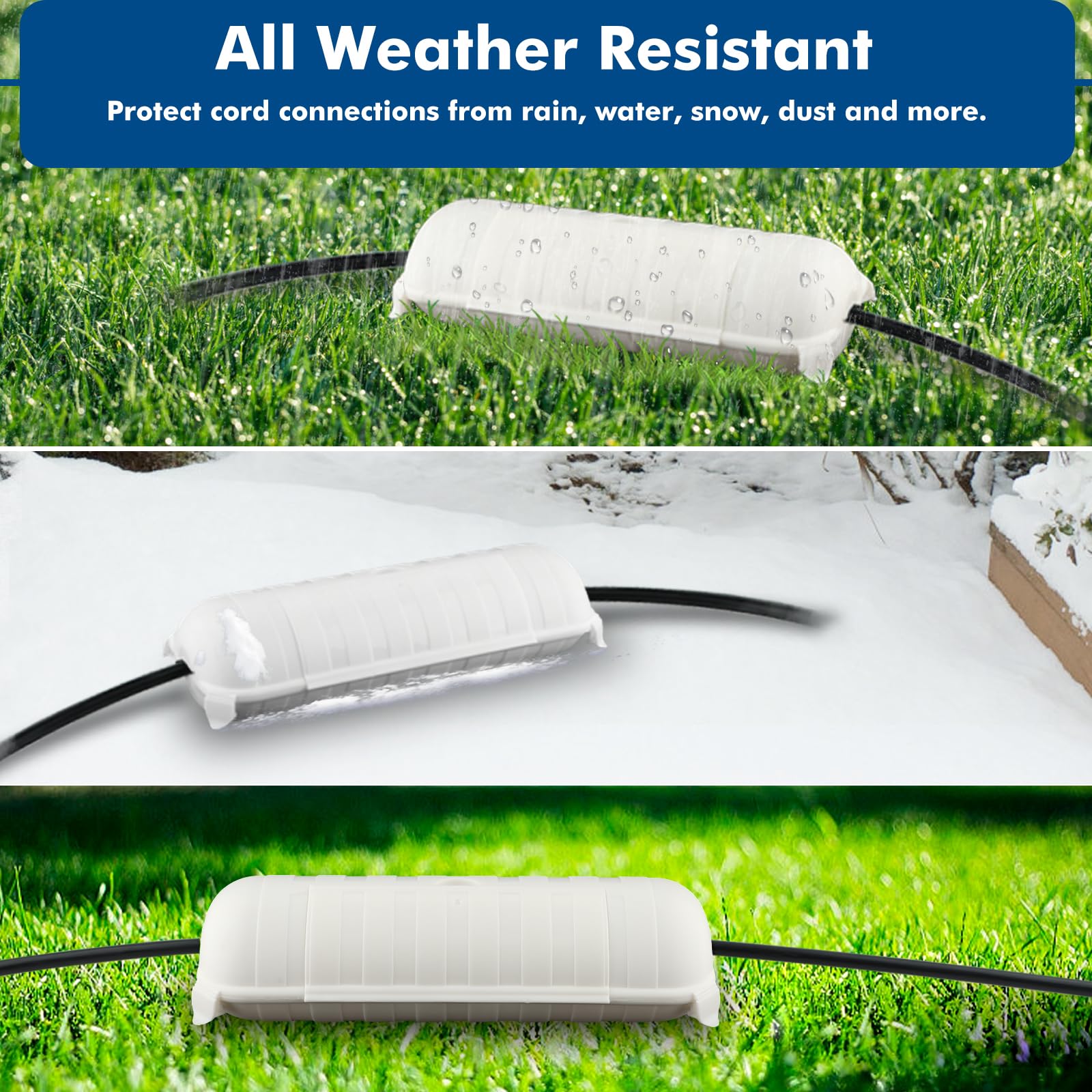 2 Pack Outdoor IP44 Waterproof Electrical Connection Box by Restmo - Weatherproof Extension Cord Cover & Safety Enclosure for Holiday Lights, Power Tools, Garden Fountains (White) - Perfect for Outdoor Decorations, DIY Projects & Wet Environments