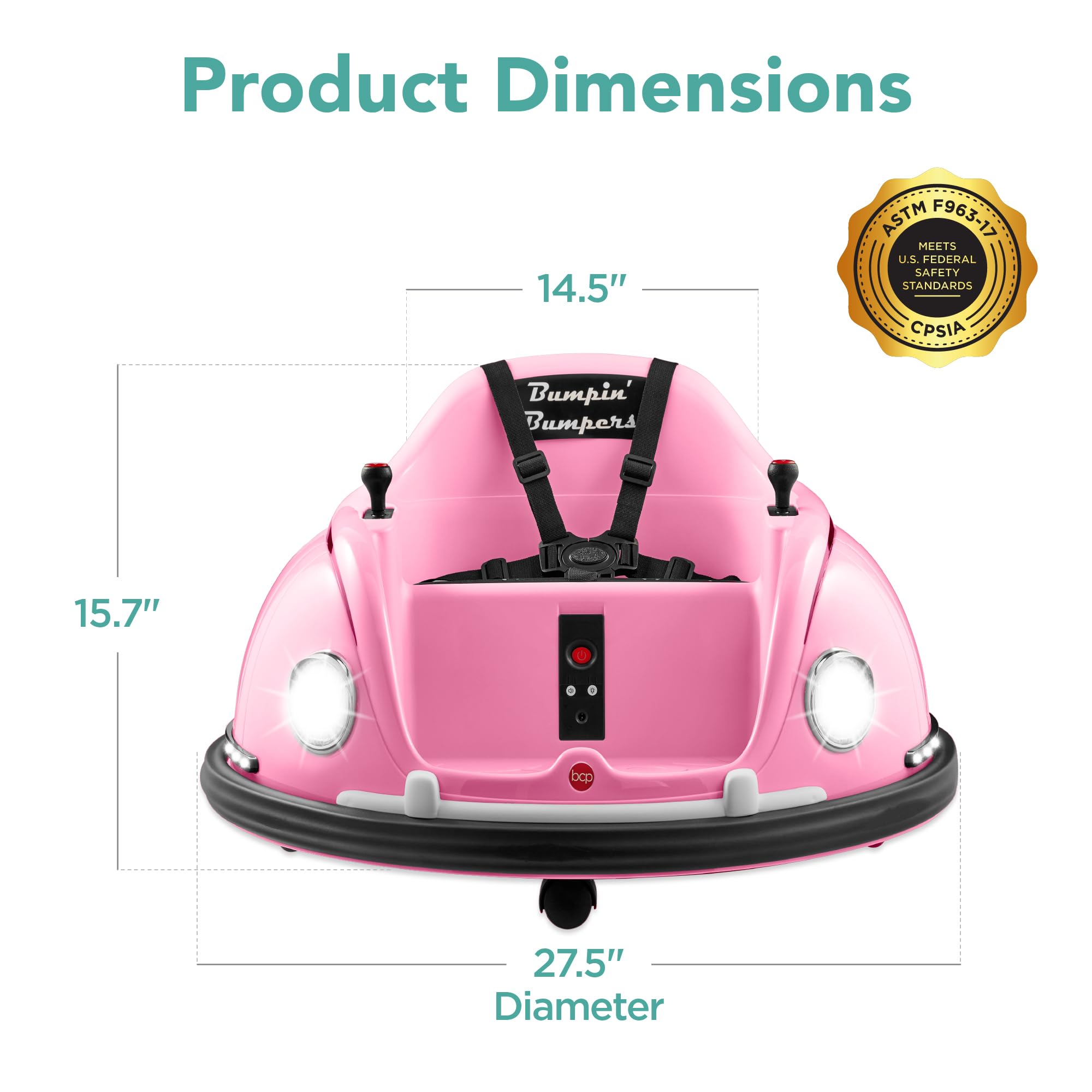 Best Choice Products 6V Electric Kids Ride On Bumpin Bumper Car with Parent Remote Control - 360 Degree Spinning, LED Lights & Fun Sounds for Ages 1.5-6 Years (Pink) | Perfect for Indoor Playrooms, Birthday Parties & Backyard Fun