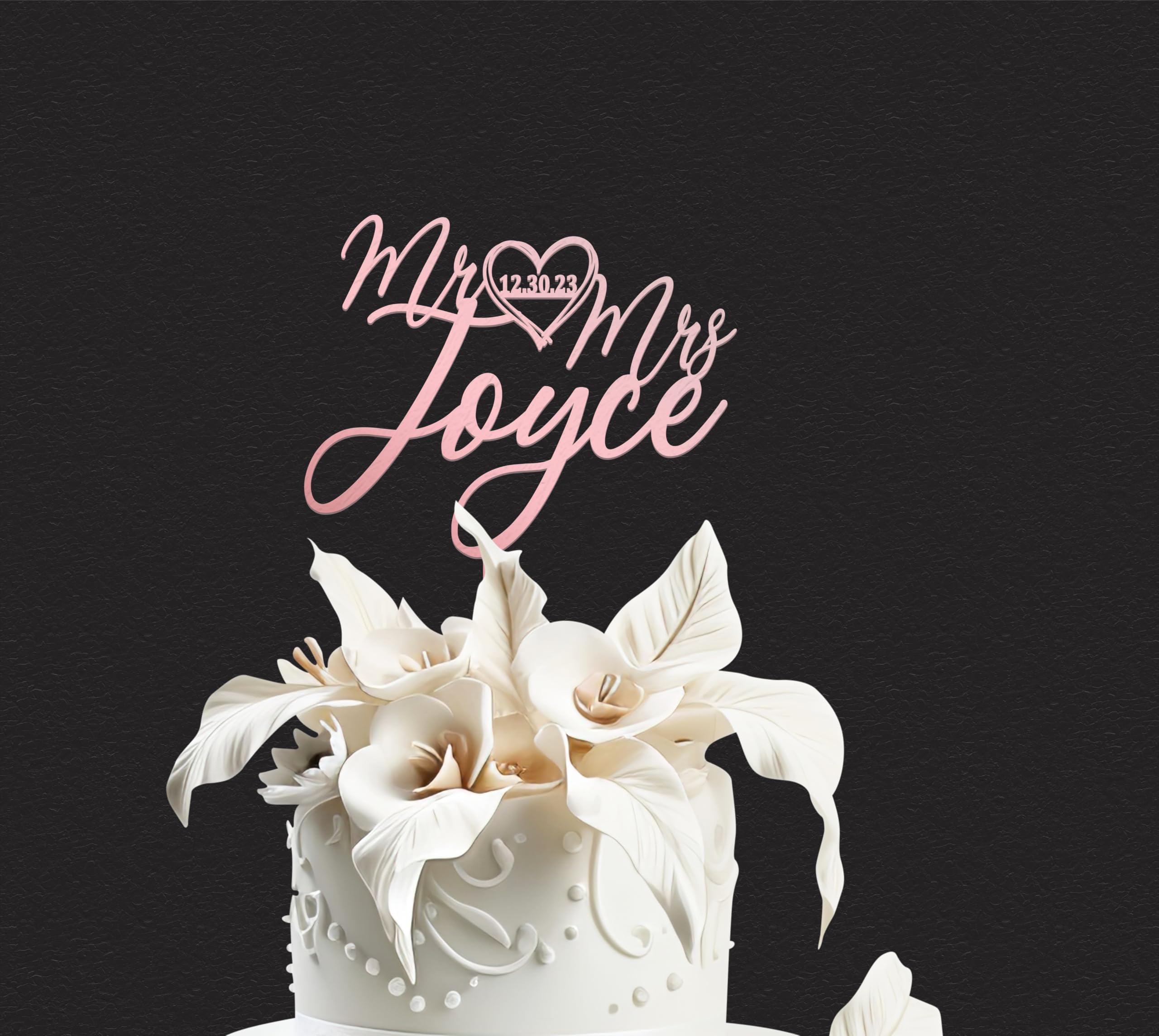 Custom Mr. & Mrs. Wedding Cake Topper - Personalized Heart-Shaped Bride & Groom Cake Decor - Perfect for Wedding Cakes, Anniversary Celebrations & Romantic Events