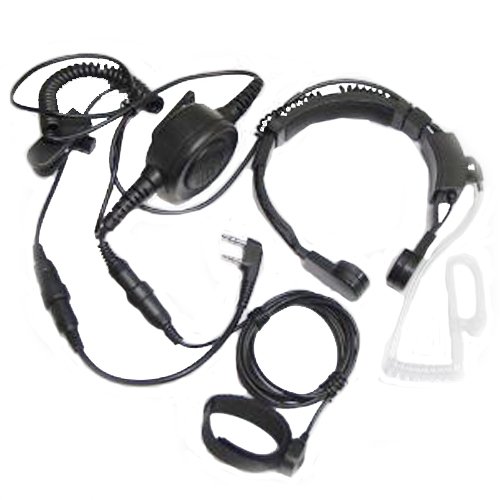 Throat Mic Headset with Push-to-Talk (PTT) Button - Compatible with Baofeng BF-F8HP, UV-82, Kenwood & Wouxun Two-Way Radios - Secure & Hands-Free Communication for Security, Construction & Outdoor Adventures