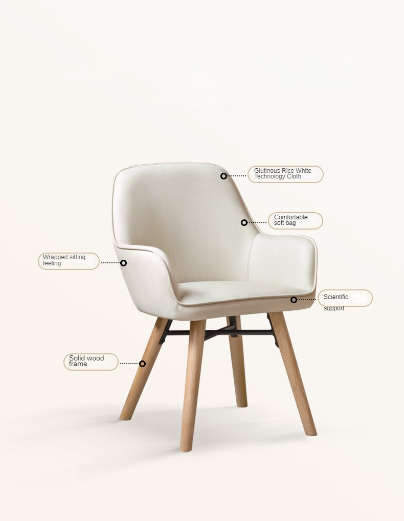 Premium Beech Solid Wood Modern Fabric Soft Back Chair - Ergonomic Office & Home Dining Comfort