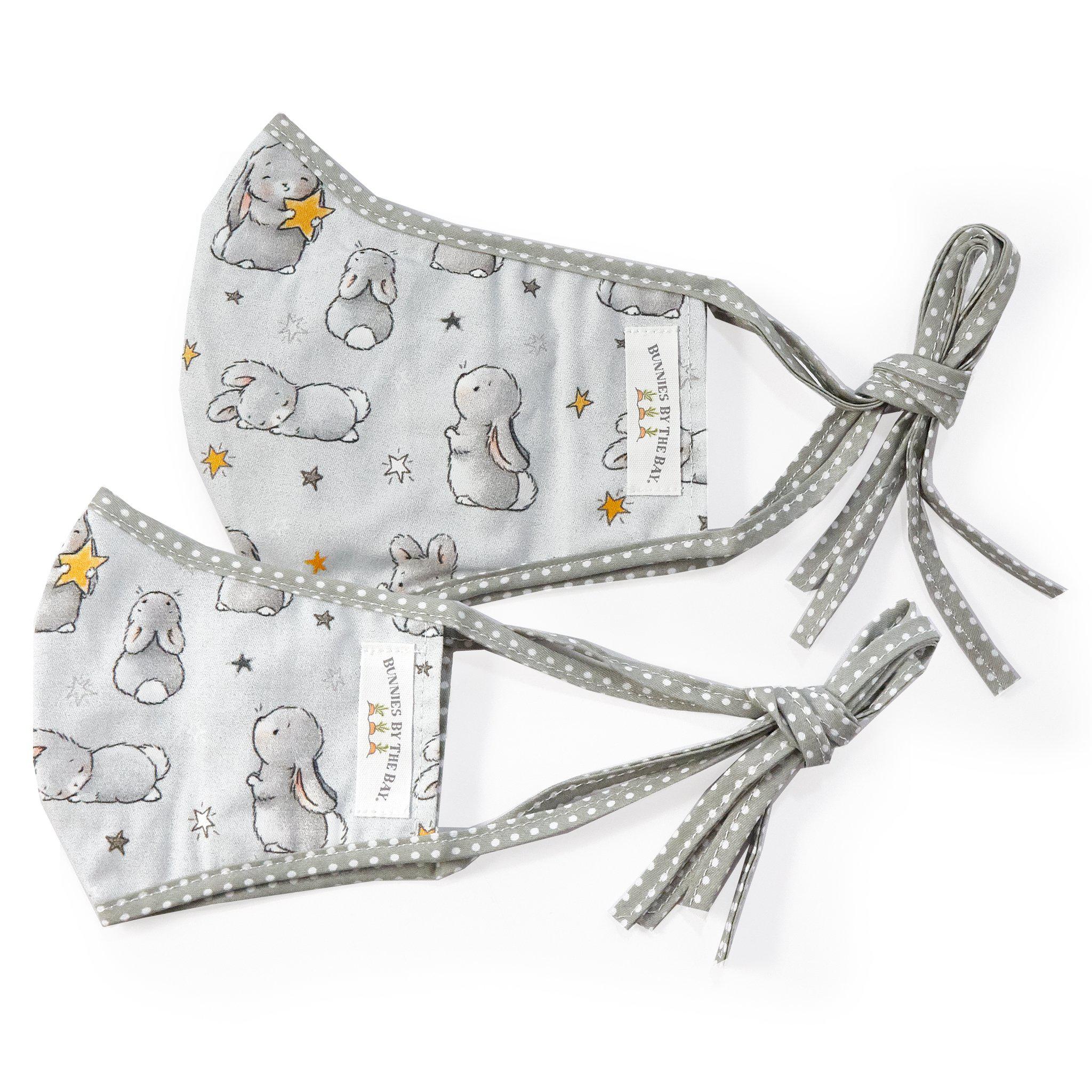 Bloom Bunny with Stars Cloth Face Mask for Adults & Kids - Reusable Washable Fabric Mask for School, Travel & Daily Protection