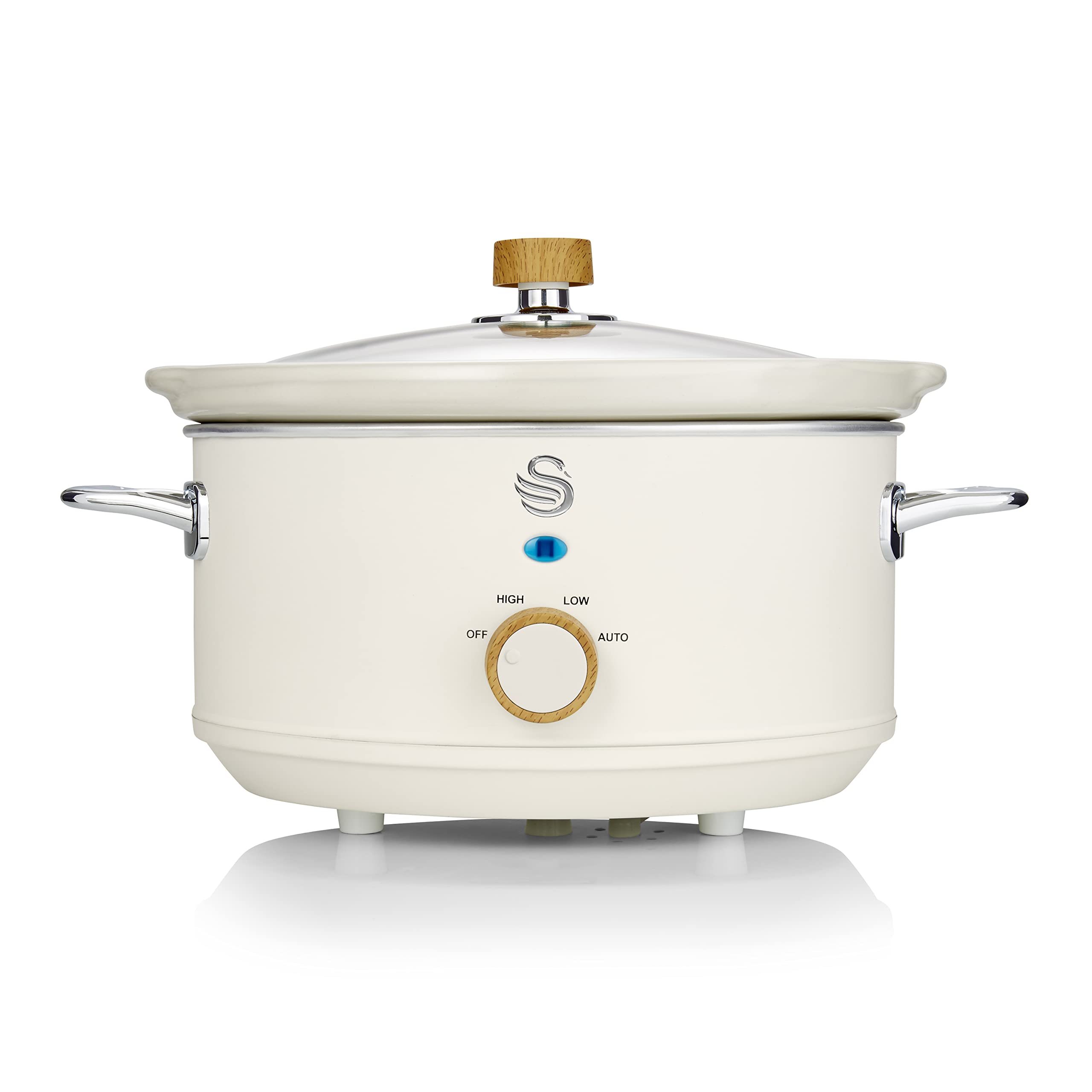 Nordic-Style Swan Slow Cooker with Removable Ceramic Pot - 3.5L Cotton White Crock Pot for Soups, Stews & Family Meals | Perfect for Home Cooking & Entertaining