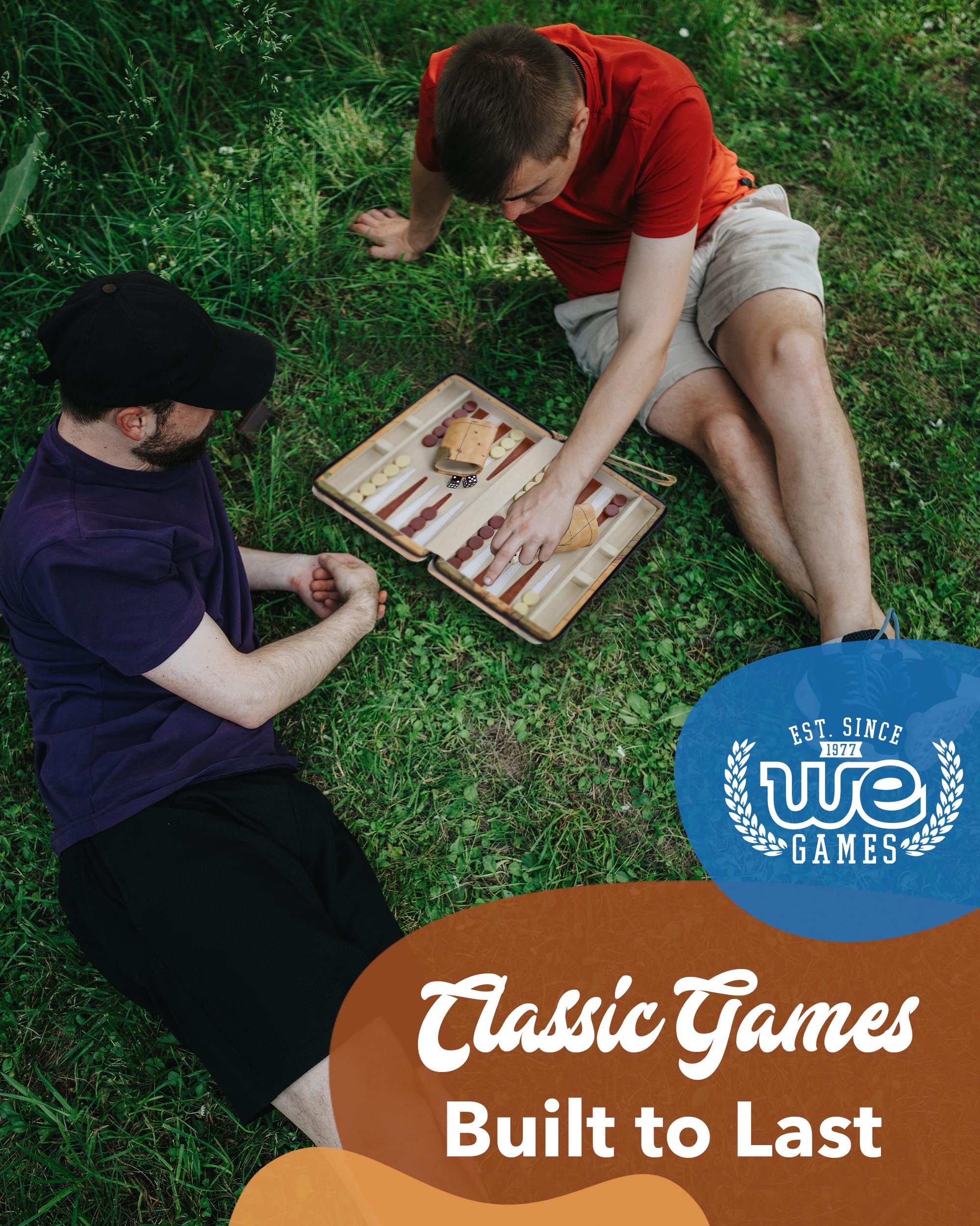 WE Games Magnetic Map Style Backgammon Board with Carrying Strap - Portable Travel Backgammon Set for Adults | Perfect for Camping, Road Trips & Family Game Nights