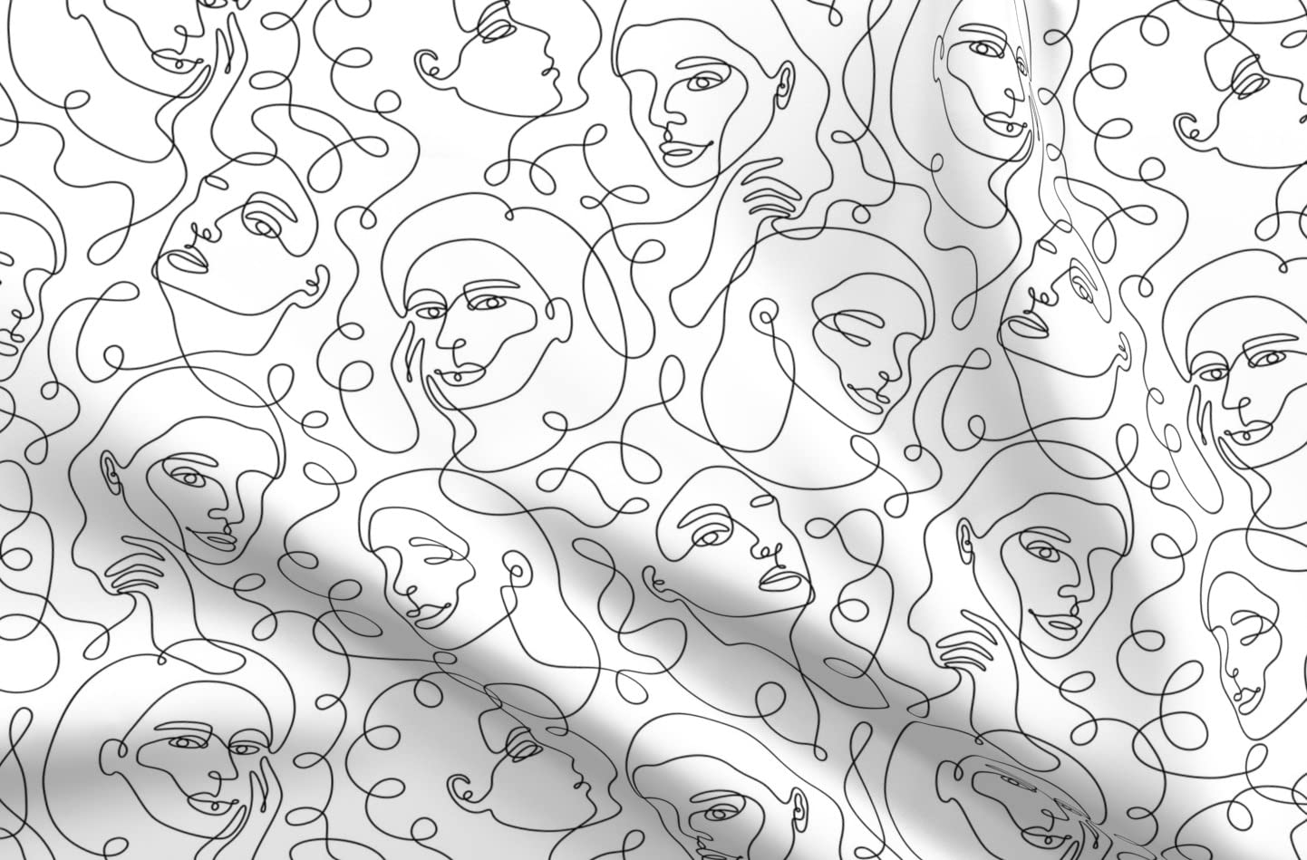 Spoonflower Fabric - Women Line Art Printed Soft Minky Fabric Fat Quarter for Sewing, Baby Blankets, Quilt Backing & Plush Projects - DIY Craft, Home Decor & Nursery Essentials