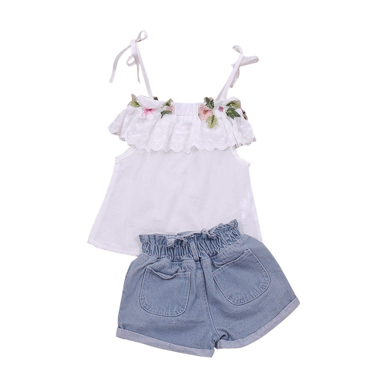 Toddler Girls' Summer Outfits - Cute Short Sleeve Tops & Denim Shorts Set | Playtime & Beach Wear