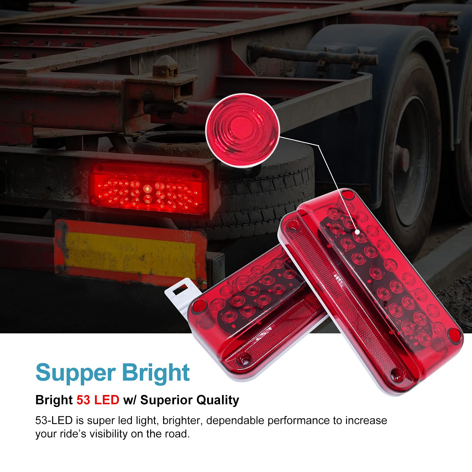 LIMICAR RV LED Tail Lights - 53 Red Brake & White License Lights for Campers & Trailers