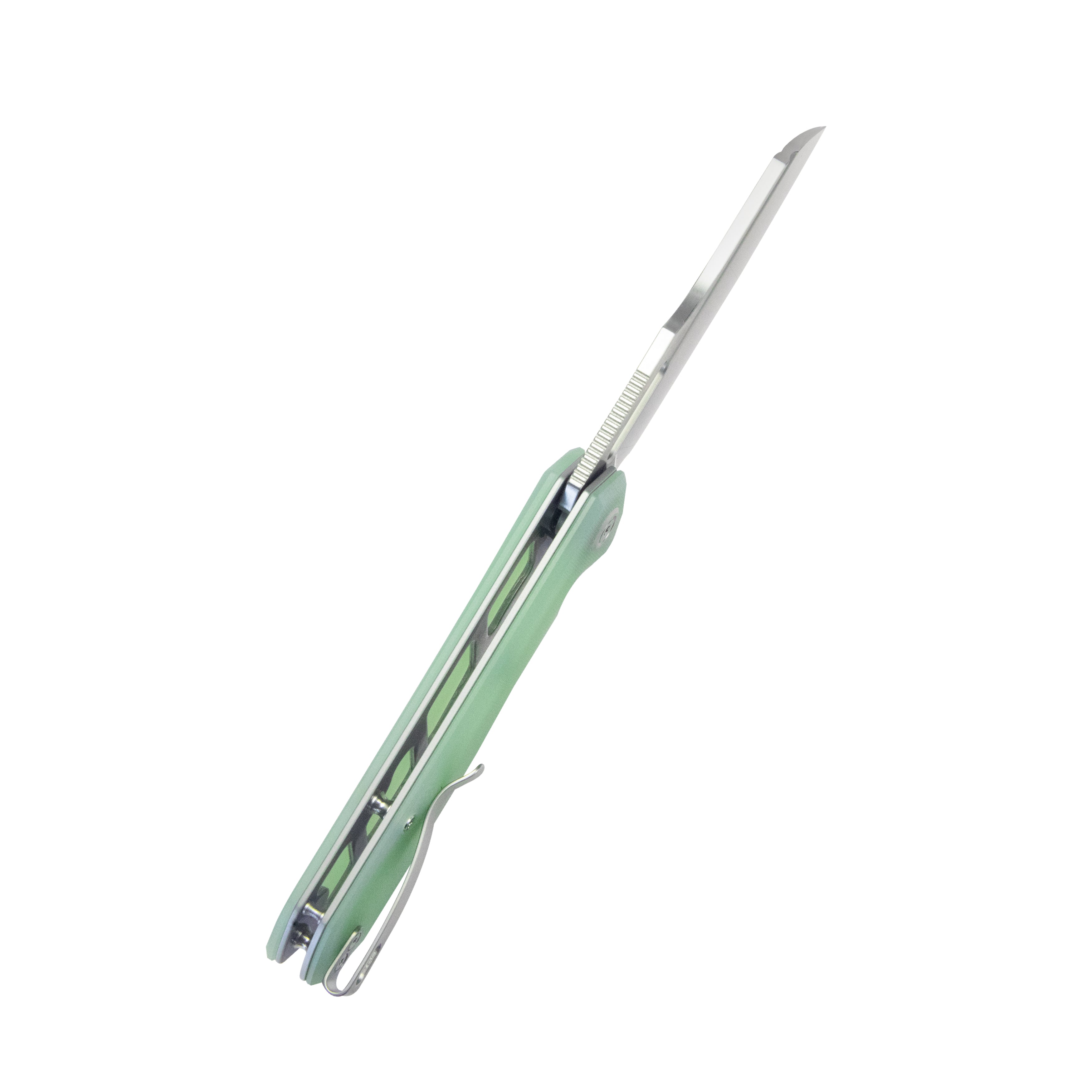 Kubey Atlas Liner Lock Folding Knife - Jade G10 Handle, 3.31