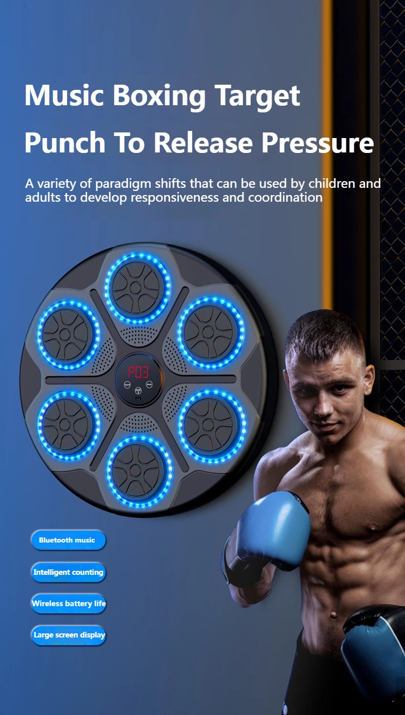 Smart Bluetooth Wall Mounted Music Boxing Trainer - Electronic Punching Bag for Home Gym, Boxing Equipment with Music Sync & Target Practice | Perfect for Cardio, Strength Training & Stress Relief