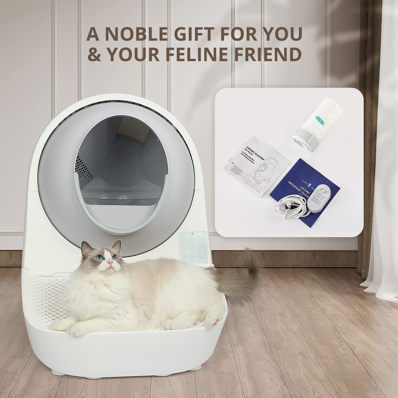 Smart Self-Cleaning Cat Litter Box with WiFi App Control - 13L Large Capacity, Ultra Quiet Automatic Litter Box for Multiple Cats (Grey) - Perfect for Busy Pet Owners & Smart Homes